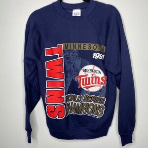 Vintage Minnesota Twins 1991 World Series Champions Sweatshirt Navy Blue